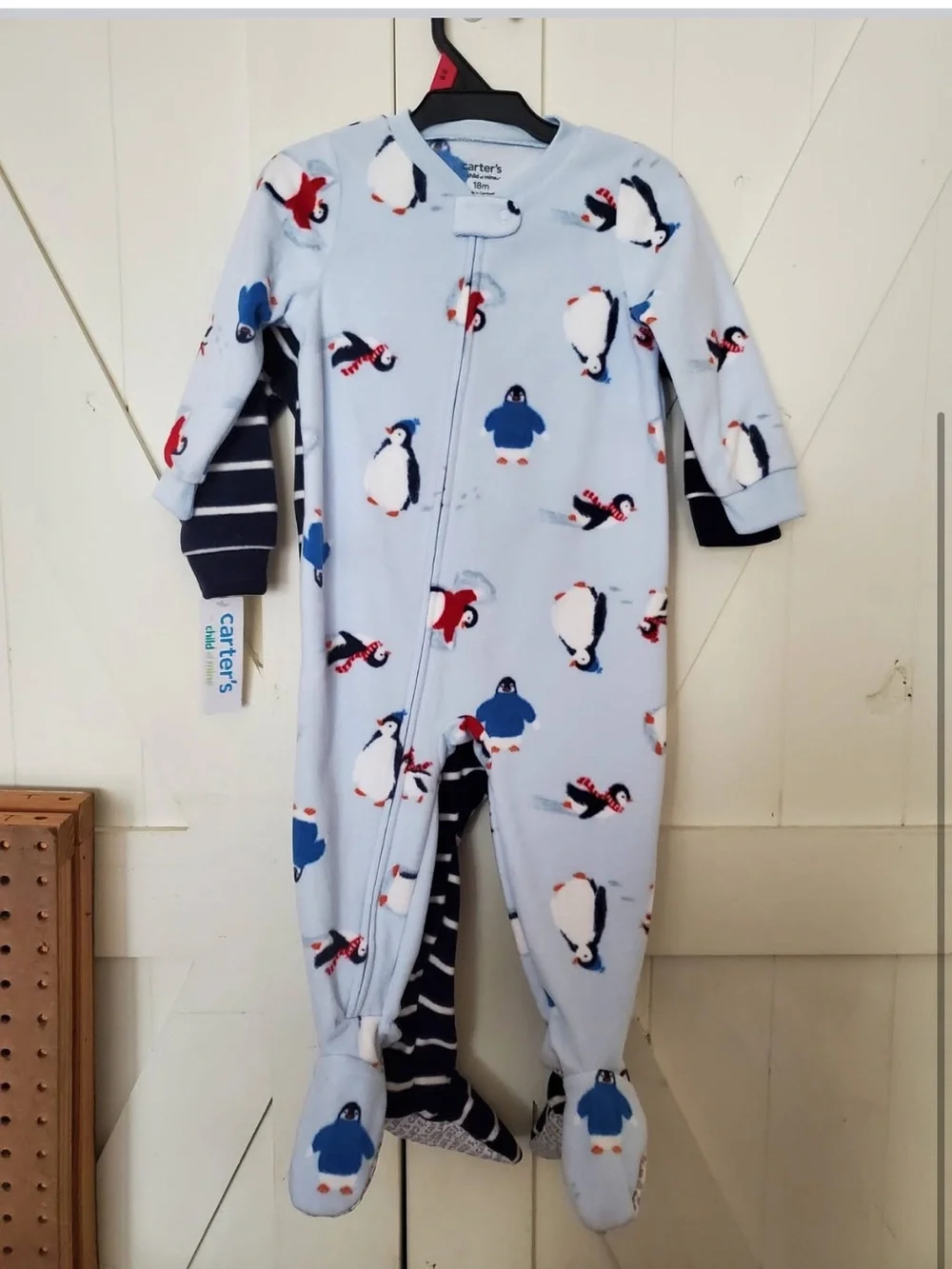 Carter's Light Blue Penguin-Print Footed One-Piece Pajama